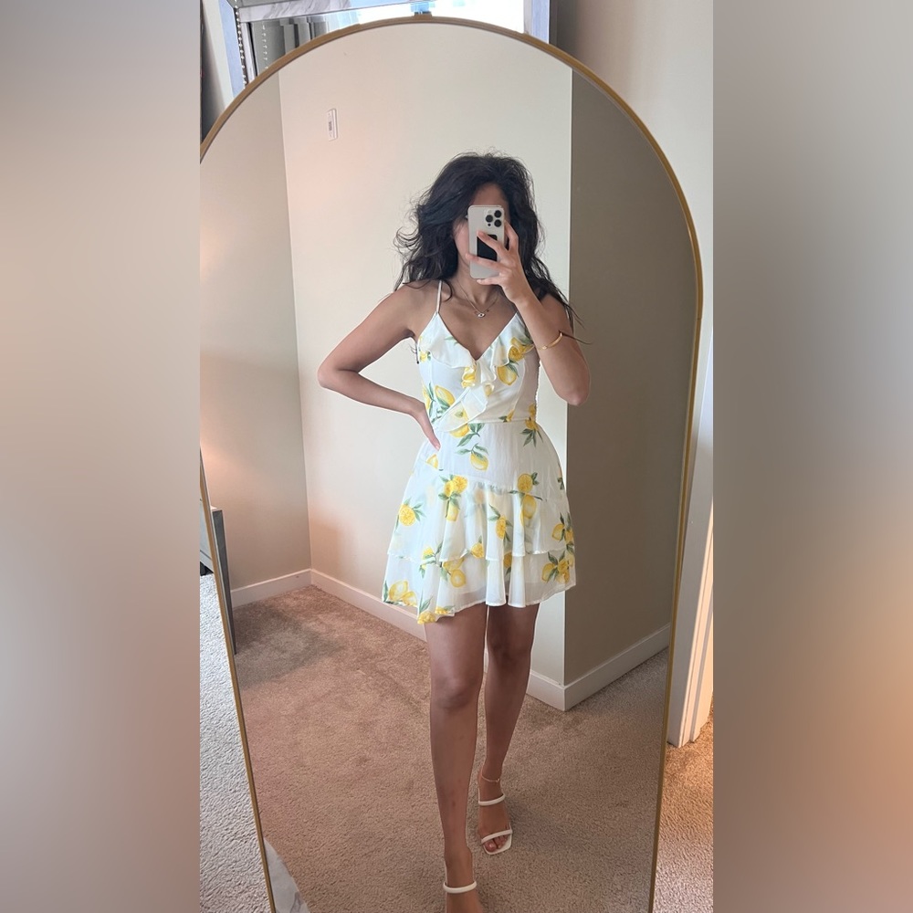 White Ruffled Lemon Sundress - Picture 2 of 6